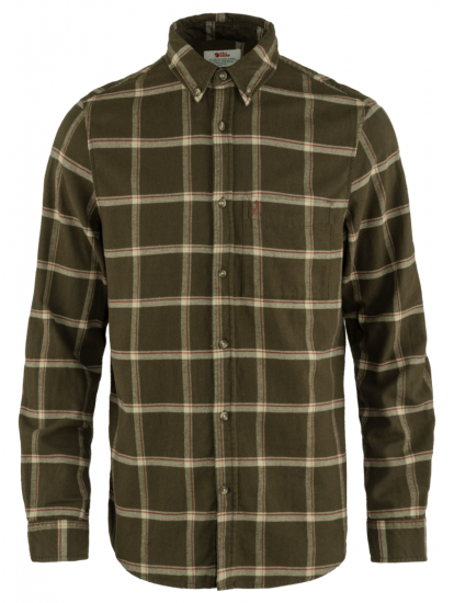 Ovik Comfort Flannel Shirt LS M  Dark Olive/Sand Stone 