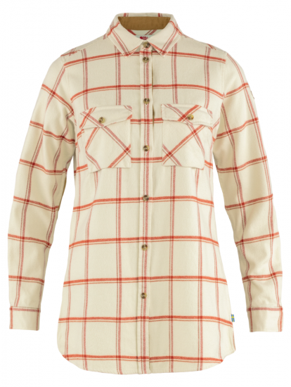 Ovik Twill Shirt LS W  Chalk White/Cabin Red 