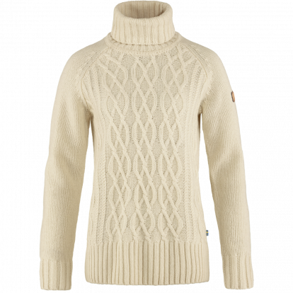 Ovik Cable Knit Roller Neck W  Chalk White 
