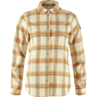 Ovik Heavy Flannel Shirt W  Chalk White/Dune Beige 