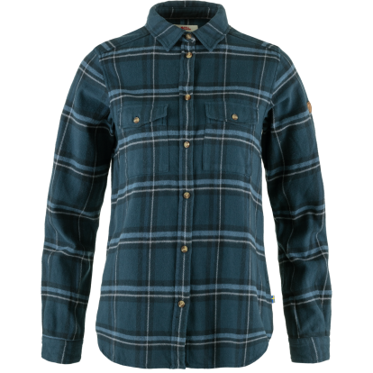 Ovik Heavy Flannel Shirt W  Indigo Blue/Dark Navy 