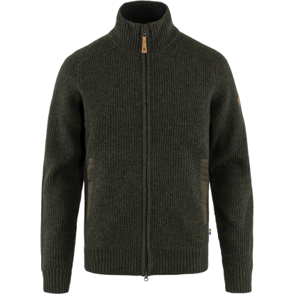 Ovik Zip Cardigan Knit M  Dark Olive 